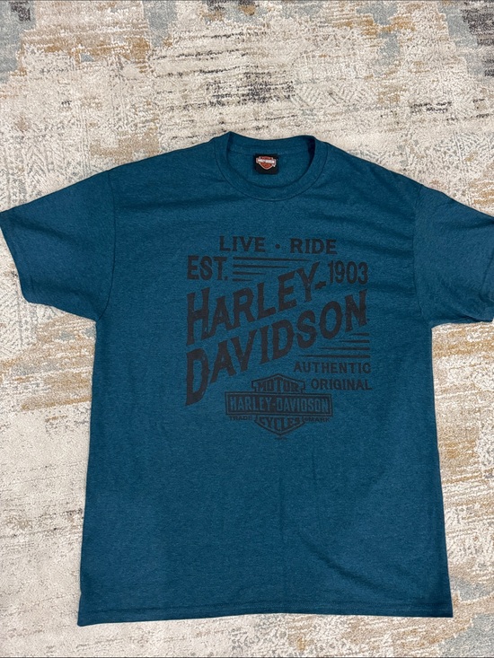 Harley-Davidson Other - Harley-Davidson Teal Blue Short Sleeve Graphic Tee